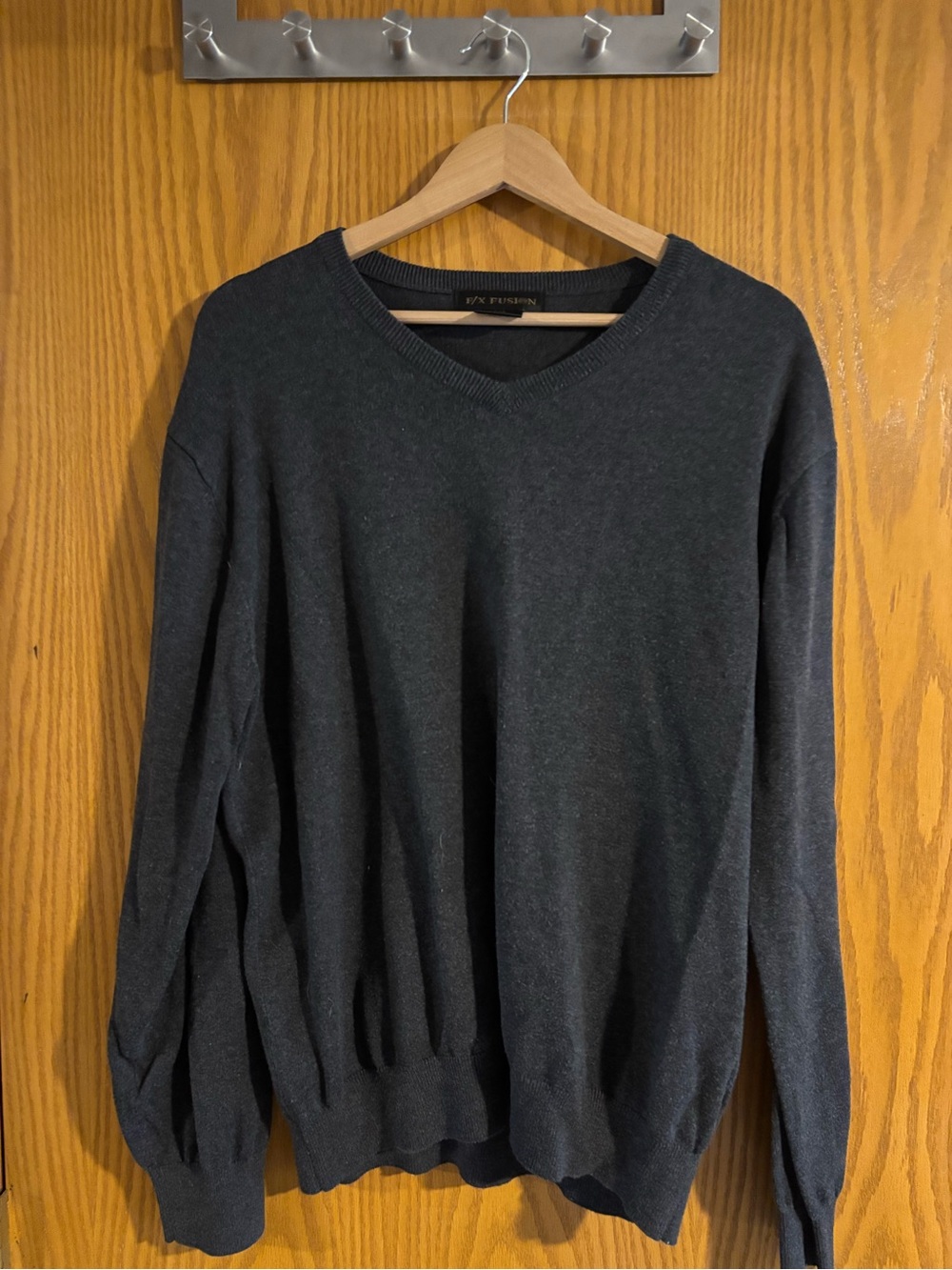Men's Charcoal V-Neck Sweater - Classic Knit
